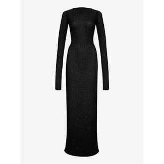Rhude WomenS Black Sheer Knit Jersey Dress, Size L