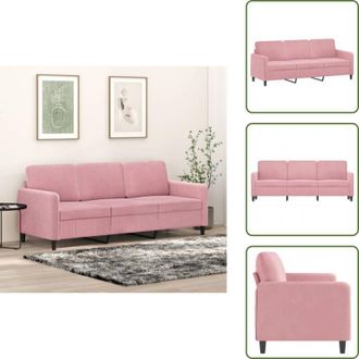 vidaXL Divano morbido - vidaXL Divano a 3 Posti rosa 180 cm in Velluto - Divano in poliestere