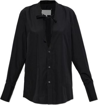 Maison Margiela Shirt met Decoratieve Strik - Dames - Overhemden - Zwart - S - Katoen - Overhemden