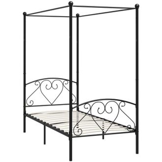 vidaXL Estructura Cama Con Dosel Sin Colch&oacute;n Metal Negro 120x200 Cm Vidaxl
