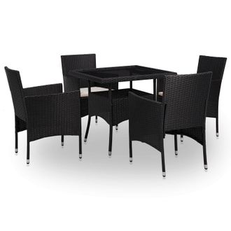 vidaXL Juego De Muebles 5 Pcs Negro Vidaxl