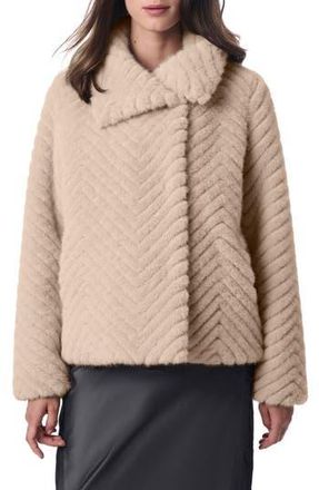 Bernardo Chevron Quilted Faux Fur Jacket in Beige at Nordstrom Rack, Size Medium