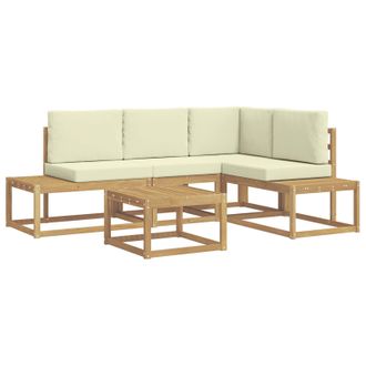 vidaXL Conjunto De Sof&aacute;s De Exterior 4 Pieza Blanco Y Crema Poli&eacute;ster Vidaxl