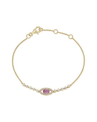 Sabrina Designs 14K 0.64 Ct. Tw. Diamond & Pink Sapphire Chain Bracelet
