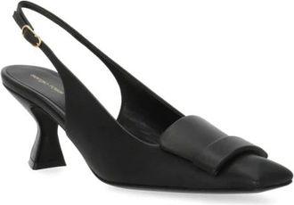 Sergio Rossi Schoenen, Dames, Zwart, 37 1/2 EU, Leer, Slingback Pomp