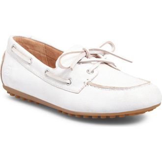 Børn Faye Boat Shoe in White Leather at Nordstrom Rack, Size 8.5