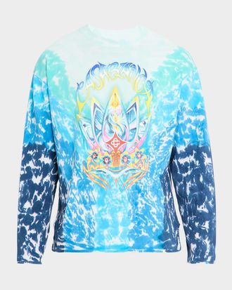 Casablanca Mens Organic Cotton Surf Lotus Tie-Dye Long-Sleeve T-Shirt