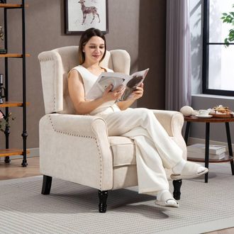 HOMCOM Recliner Armchair for Living Room Reclining Chair with Footrest in Beige