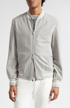 Eleventy Stretch Wool Bomber Jacket in Gray at Nordstrom, Size 44 Us