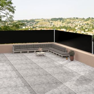 Berkfield Home Retractable Side Awning Black 117x1200 cm