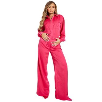 I Saw It First Dames/Dames Satijnen Broek Met Wijde Pijpen (Heet Roze)