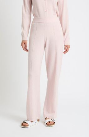 Chinti and Parker Wool Cashmere Wide Leg Track Pants in Pink Melange at Nordstrom, Size X-Large