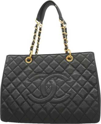 Chanel Black Grained Calfskin Tote Bag (Pre-Owned)