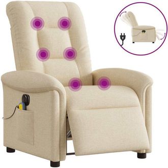 vidaXL Sill&oacute;n Reclinable De Masaje El&eacute;ctrico Tela Color Crema Vidaxl