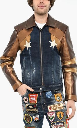 Dsquared2 Denim Jacket with Vegan Leather Sleeves Dsquared2