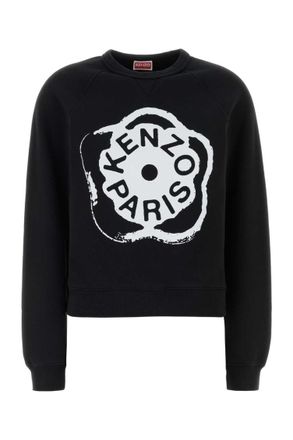 Kenzo Black Crew Neck Logo Print Sweatshirt