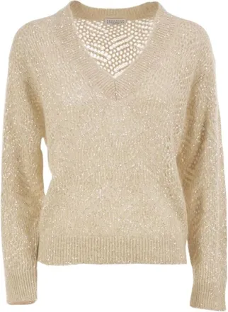 Brunello Cucinelli Truien & Vesten, Dames, Beige, S, Kasjmier, Cashmere Truien