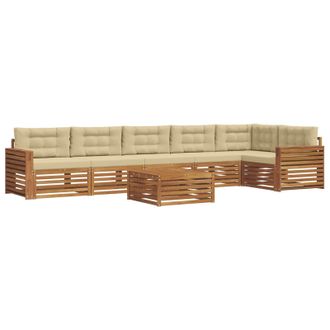 vidaXL Conjunto De Sof&aacute;s De Exterior Con Coj&iacute;n 7 Pcs Natural Y Beige Vidaxl