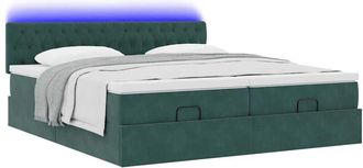 vidaXL Vidaxl - Estructura De Cama Otomana Colchones Terciopelo Verde Oscuro
