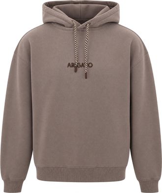 Axel Arigato Coffee Brown Oversized Hooded Fleece Sweatshirt