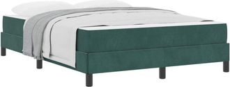 vidaXL Cama Tipo Box Spring Con Colch&oacute;n Verde Oscuro 160 X 220 Cm Tela Vidaxl