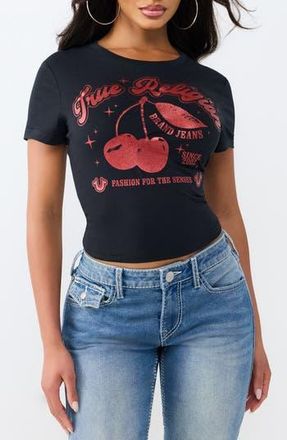 True Religion Cherry Baby Tee in Jet Black at Nordstrom Rack, Size Large