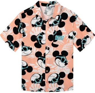 Disney Mickey Mouse Hawaiian Button-Down Shirt in Peach Mickey Mouse at Nordstrom, Size X-Small