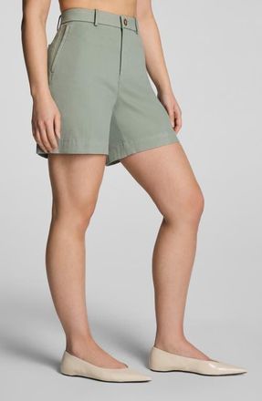 Spanx SPANXsupersmooth High Waist Stretch Twill Shorts in Sage Brush at Nordstrom, Size 1X