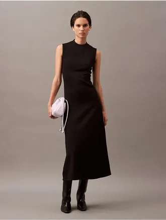 Calvin Klein Womens Scuba Maxi Dress - Black - 10