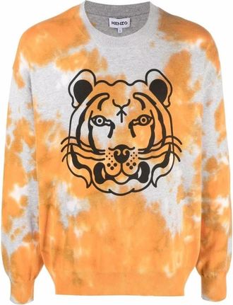 Kenzo Tie Dye Tijger Sweater - Heren - Sweatshirts - Oranje - L - Katoen - Hoodies & sweatvesten