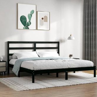 Berkfield Home Bed Frame Black Solid Wood Pine 200x200 cm