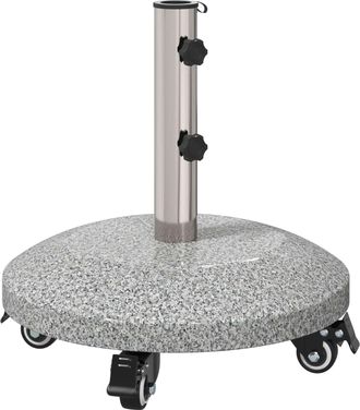 vidaXL Base De Parasol De Granito Con Ruedas Para Poste De 4-5 Cm Gris Vidaxl