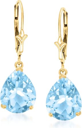 Ross-Simons Pear-Shaped Sky Blue Topaz Earrings in 14kt Yellow Gold