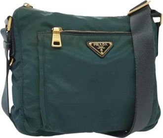 Prada Vintage, unisex, Groen, ONE Size, Nylon, Pre-owned Nylon Cross Body Bag