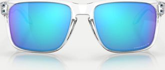 Oakley Holbrook XL - Occhiali da sole squadrati trasparenti lucidi con lenti blu specchiate polarizzate-Trasparente