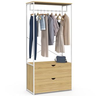 IDMarket Armadio A 2 Cassetti L. 80 Cm Detroit Design Industriale Legno E Metallo Bianco