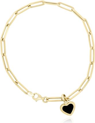 The Lovery Onyx Heart Paperclip Bracelet