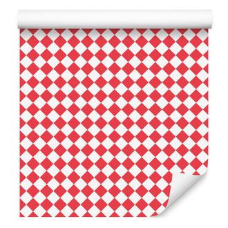 OEM Carta Da Parati Con Rombi Geometrici Color Corallo E Bianco, Sfondo Corallo 50x1000 Cm