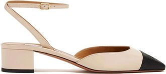 Aquazzura Schoenen, Dames, Beige, 41 EU, Tweekleurige Leren Gesp Schoenen