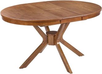 Beliani Mesa de comedor redonda diseño retro extensible comedor sala de estar roble oscuro Tymis