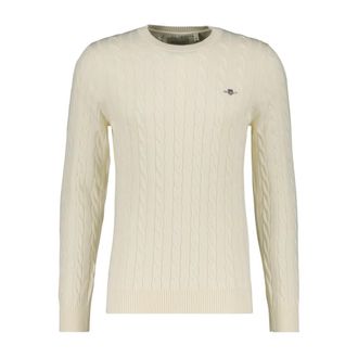 GANT Truien & Vesten, Heren, Beige, L, Katoen, Rondgebreide trui