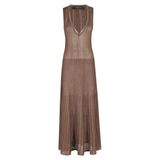 Federica Tosi Knitted Dresses, female, Brown, Size: M Long Plisse Dress