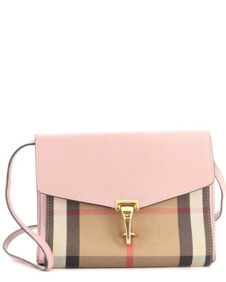 Burberry Pink Leather & House Check Canvas Macken Crossbody Small (Authentic Pre-Loved)