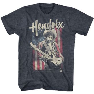 American Classics Jimi Hendrix 1960s Psychedelic Musical Icon USA Flag Distressed T-Shirt Tee, Navy Heather, 3XL