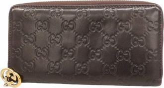 Gucci Brown Leather Long Wallet (Bi-Fold) (Pre-Owned)