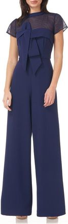 JS Collections Stretch Crepe Jumpsuit in Navy at Nordstrom, Size 18