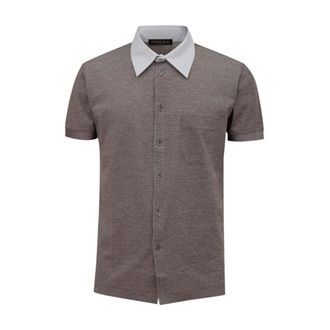 Corneliani Short Sleeve Shirts, male, Brown, Size: L Bicolor Elastane Polo Shirt