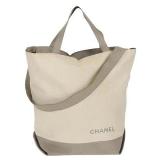 Chanel Pre-owned Tote Bags, female, Beige, Size: ONE SIZE Pre-owned Vintage Nylon Tote Bag