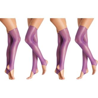 Lechery 4-Pack Womens Stirrup Thigh High Colored Cocktail Stockings in Purple at Nordstrom, Size Large