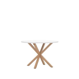 Klast Mesa de comedor efecto madera y metal blanco 110x75 cm